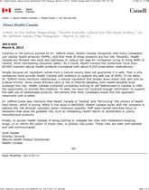 Re: 'Health Canada: where are the dead bodies' (The Telegram, Ma